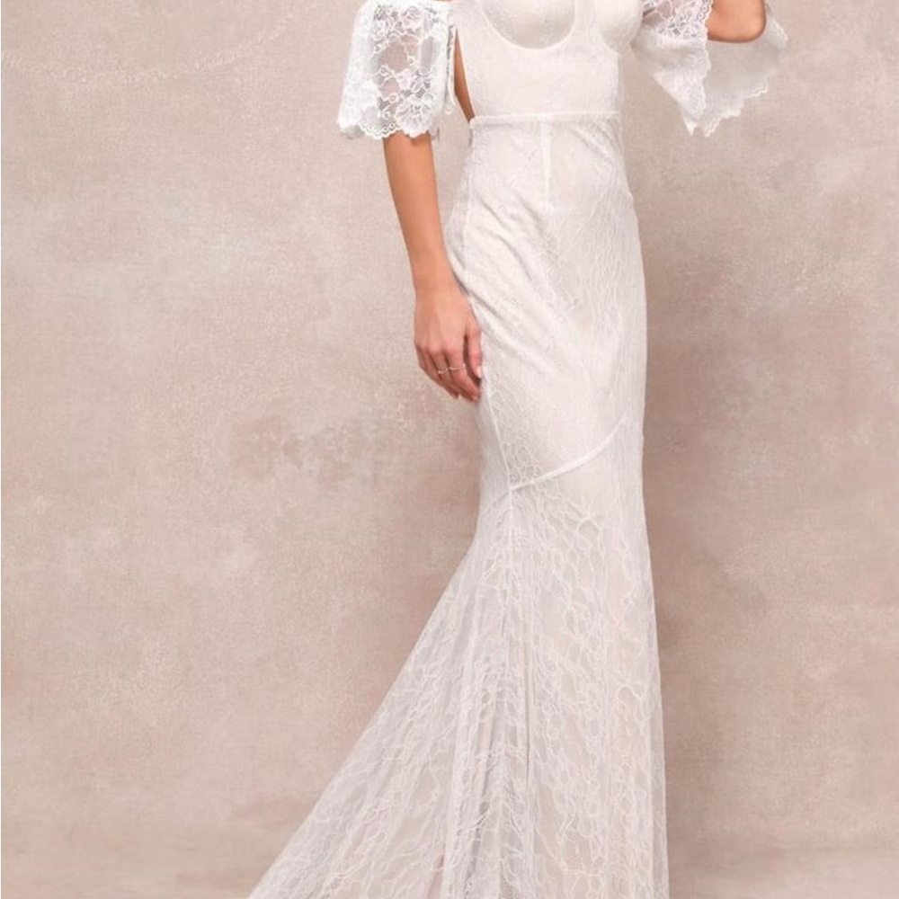Lulu's White Lace Bridal Gown